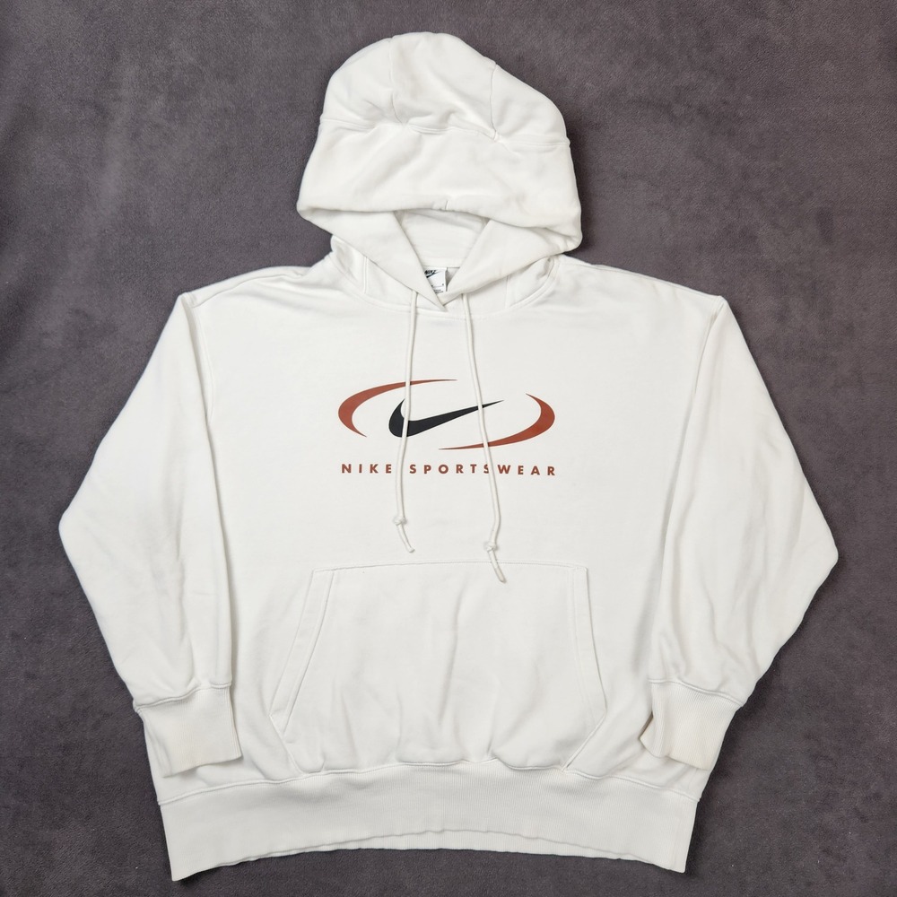 Nike Sportswear Hoodie Womens Medium White Pullover Sweatshirt FN7696-133